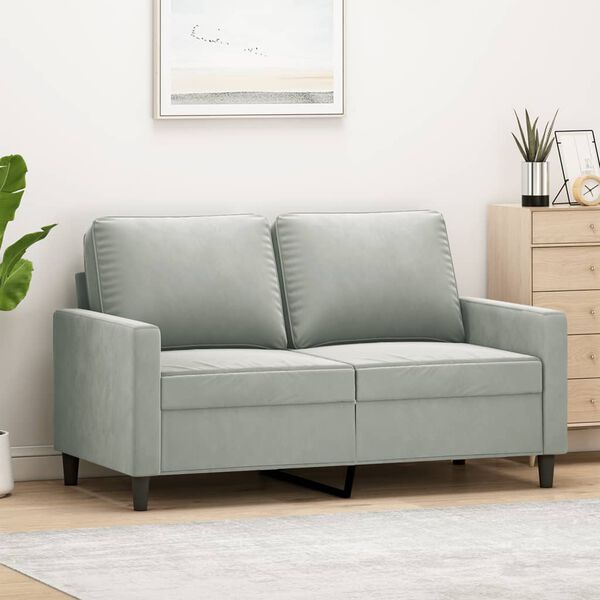 vidaXL 2-Seater Sofa Light Grey 120 cm Velvet