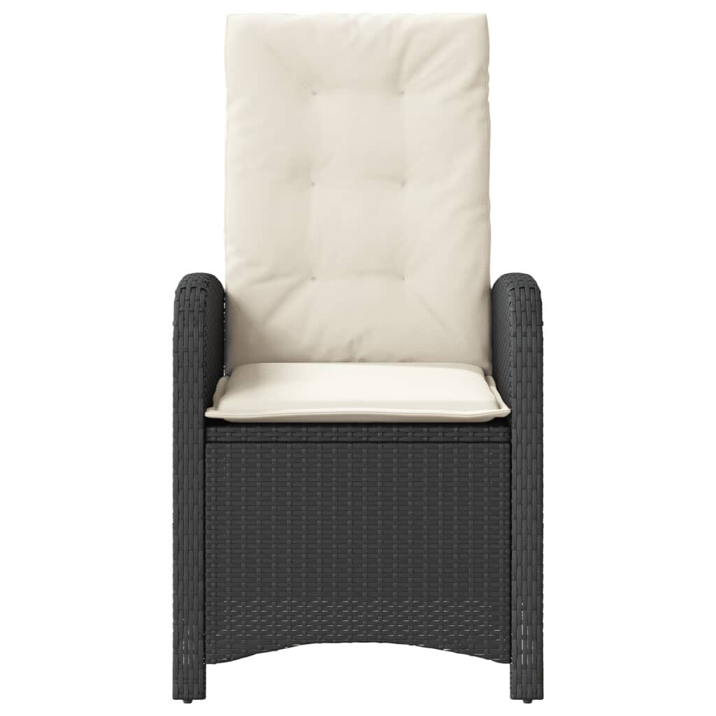 vidaXL 3 Piece Bistro Set with Cushions Black Poly Rattan