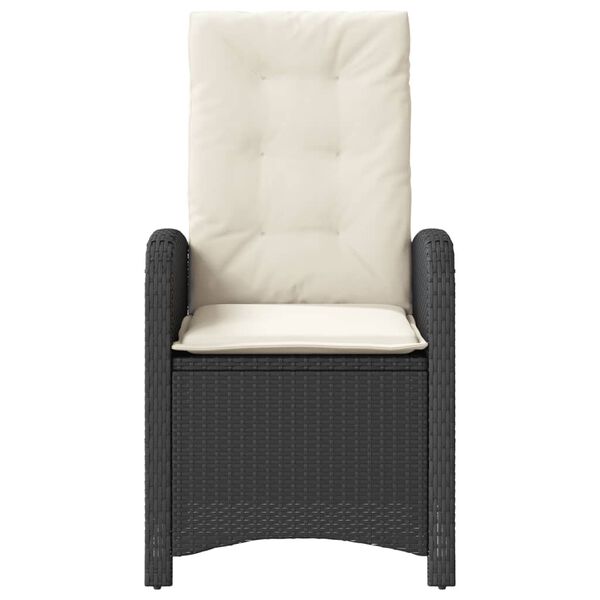 vidaXL 3 Piece Bistro Set with Cushions Black Poly Rattan