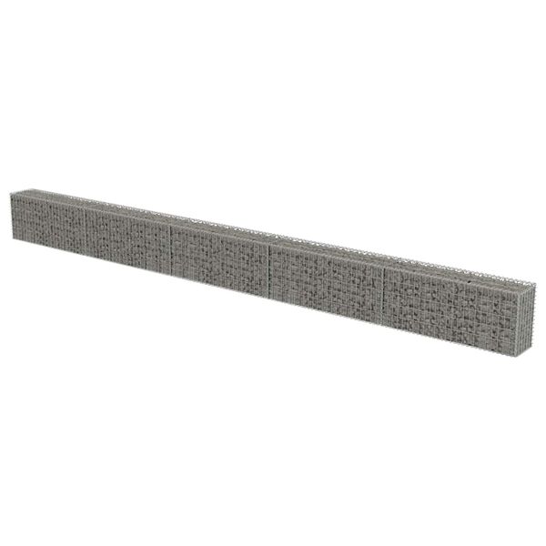 vidaXL Gabion Wall with Covers Galvanised Steel 600x30x50 cm