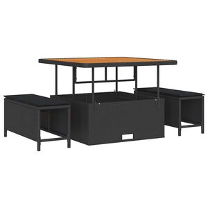 vidaXL Garden Dining Set Black Poly Rattan