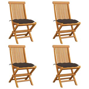 vidaXL Garden Chairs with Taupe Cushions 4 pcs Solid Teak Wood