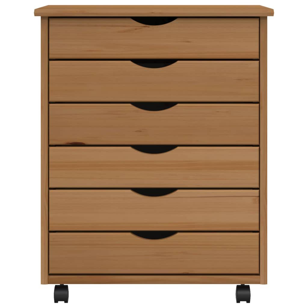vidaXL Rolling Cabinet with Drawers MOSS Honey Brown Solid Wood Pine