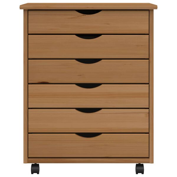 vidaXL Rolling Cabinet with Drawers MOSS Honey Brown Solid Wood Pine