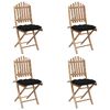 vidaXL 5 Piece Folding Outdoor Dining Set with Cushions Bamboo