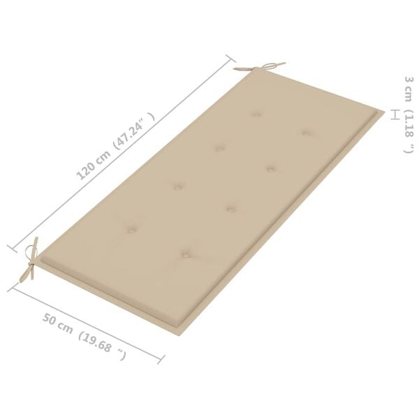 vidaXL Folding Garden Bench with Cushion 118 cm Bamboo