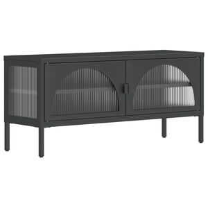 vidaXL TV Cabinet Black 105x35x50 cm Glass and Steel