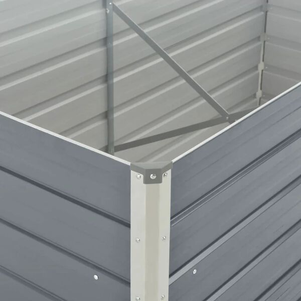 vidaXL Raised Garden Bed 160x80x77 cm Galvanised Steel Grey
