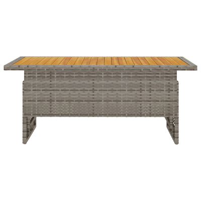 vidaXL Garden Table Grey 100x50x43/63 cm Solid Wood Acacia&Poly Rattan