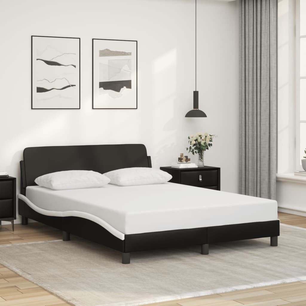 vidaXL Bed Frame without Mattress Black and White 137x187 cm Double Faux Leather
