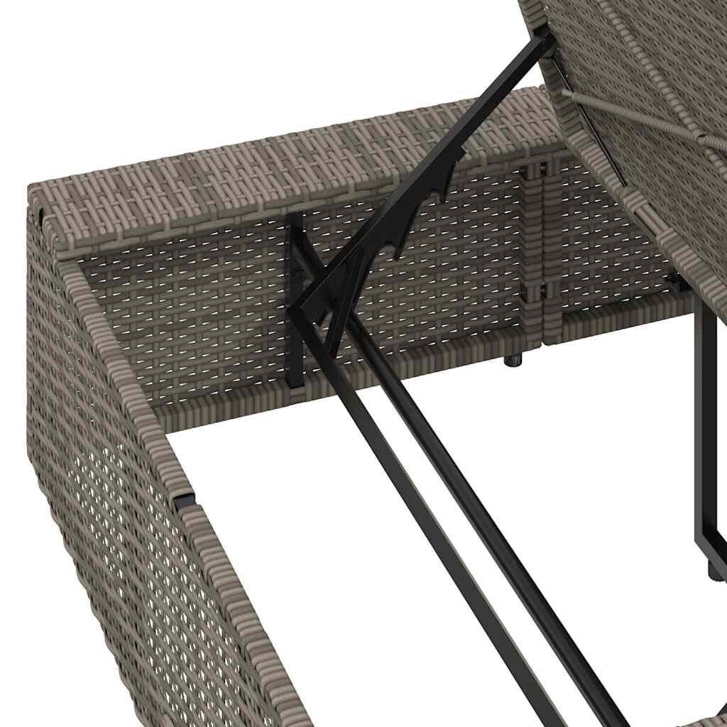 vidaXL Sunbed with Floating Cushion Grey Poly Rattan
