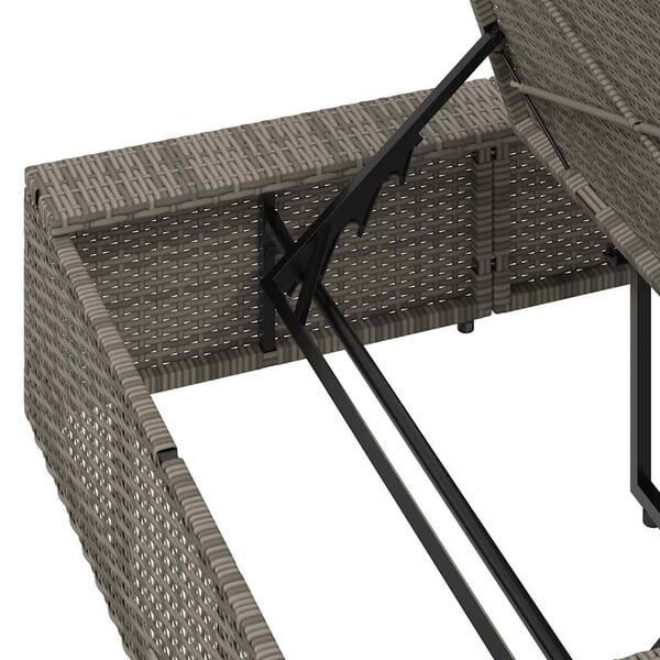 vidaXL Sunbed with Floating Cushion Grey Poly Rattan