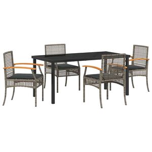 vidaXL Garden Dining Set 5 pcs Grey Poly Rattan