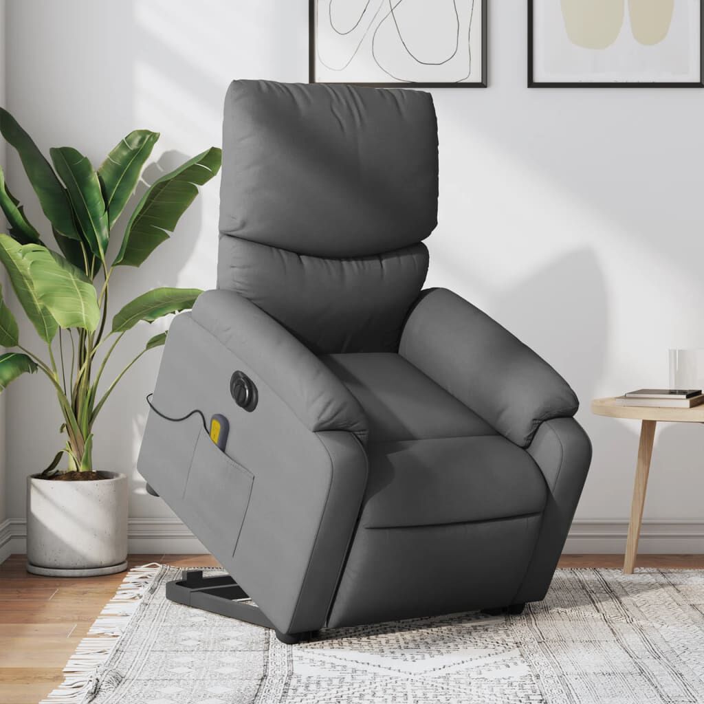 vidaXL Electric Stand up Massage Recliner Chair Dark Grey Fabric