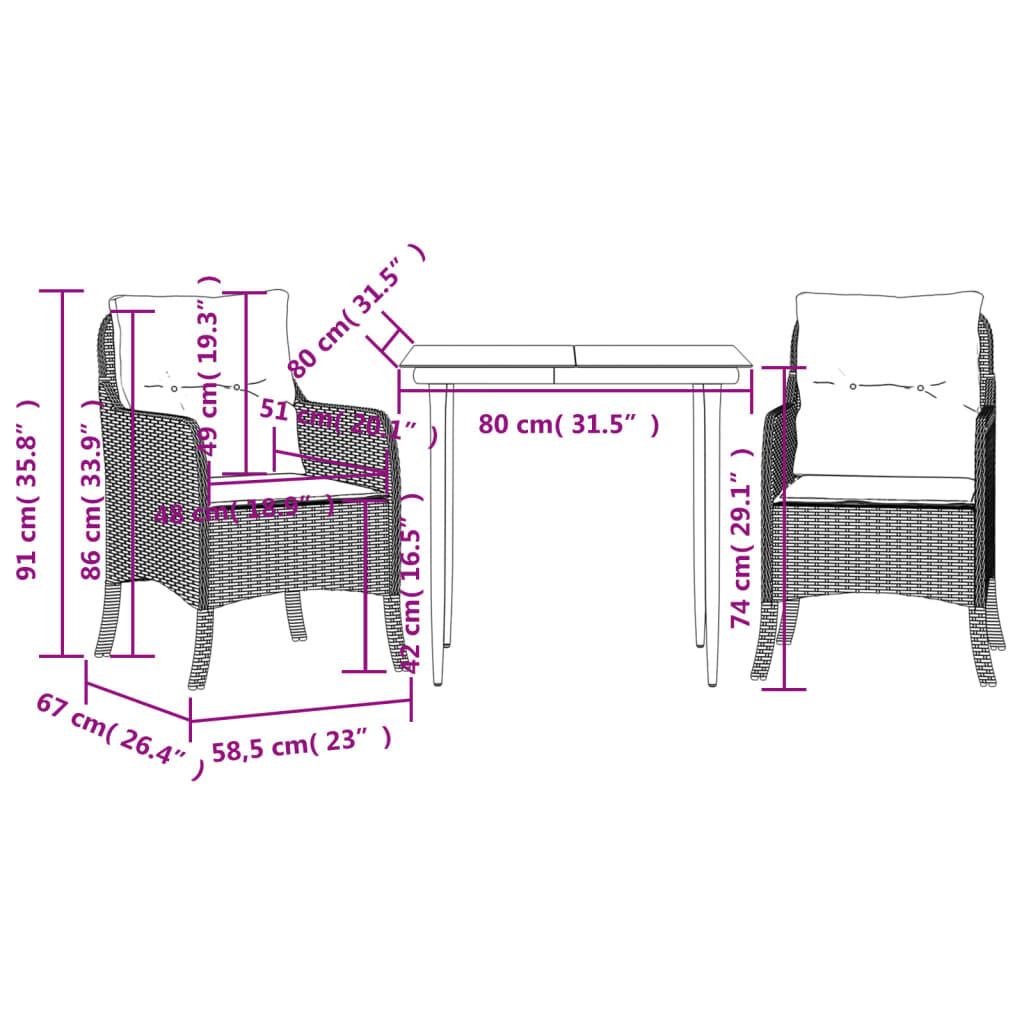 vidaXL 9 Piece Garden Dining Set with Cushions Brown Poly Rattan