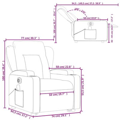 vidaXL Electric Stand up Massage Recliner Chair Dark Green Fabric
