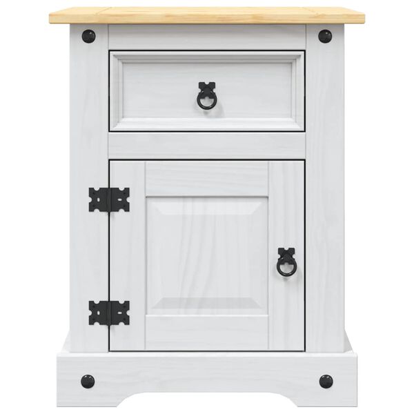 vidaXL Bedside Cabinet Mexican Pine Corona Range White 53x39x67 cm