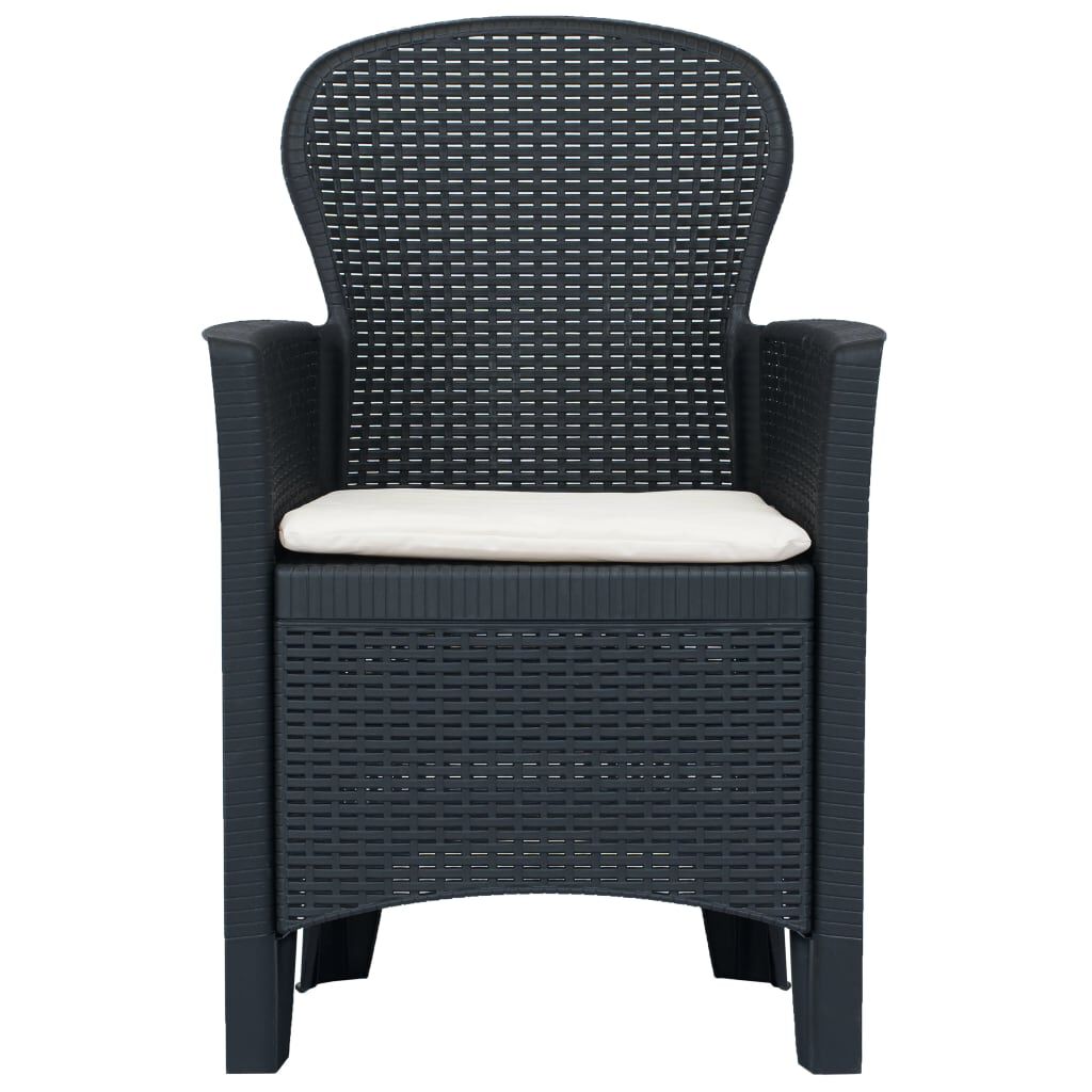 vidaXL 9 Piece Outdoor Dining Set Plastic Anthracite Rattan Look