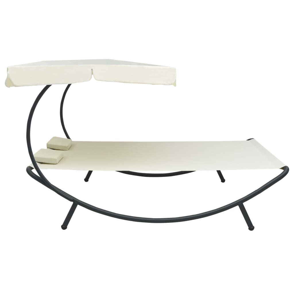 vidaXL Outdoor Lounge Bed with Canopy and Pillows Cream White