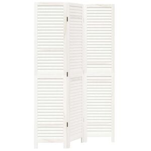 vidaXL Room Divider 3 Panels White Solid Wood Paulownia