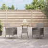 vidaXL 3 Piece Garden Bistro Set with Cushions Grey Poly Rattan