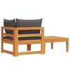 vidaXL 2 Piece Garden Lounge Set with Dark Grey Cushions Acacia Wood