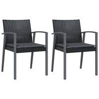 vidaXL Garden Chairs with Cushions 2 pcs Black 56.5x57x83 cm Poly Rattan