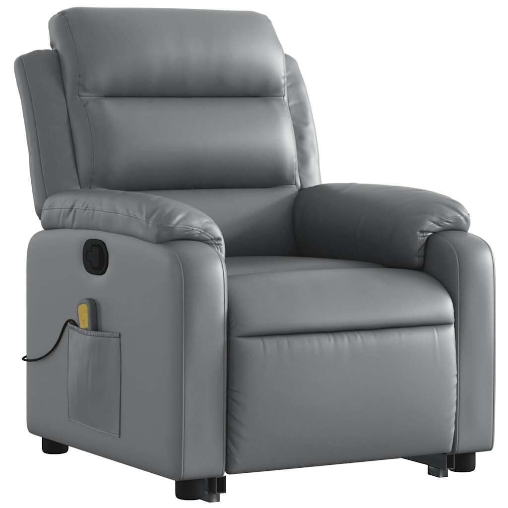 vidaXL Stand up Massage Recliner Chair Grey Faux Leather