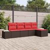 vidaXL Garden Sofa Set with Cushion 5 pcs Brown Poly Rattan