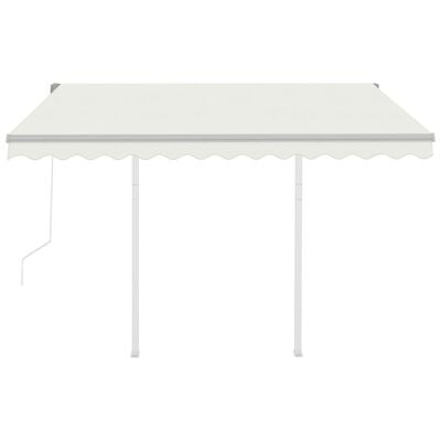 vidaXL Automatic Retractable Awning with Posts 3x2.5 m Cream