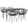 vidaXL 5 Piece Garden Dining Set Black Poly Rattan