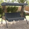 vidaXL Garden Swing Bench with Adjustable Canopy Dark Grey Steel