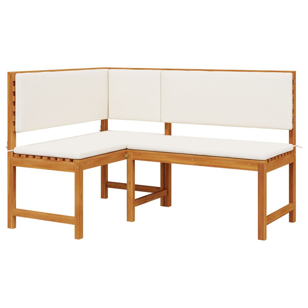 vidaXL Garden Corner Bench with Cushions 140x100x91 cm Solid Wood Acacia