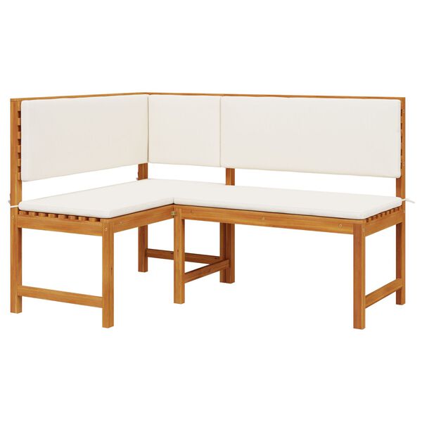 vidaXL Garden Corner Bench with Cushions 140x100x91 cm Solid Wood Acacia