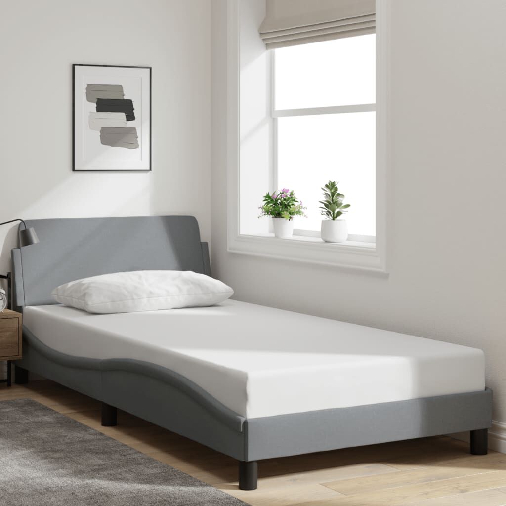 vidaXL Bed Frame without Mattress Light Grey 100x203 cm Fabric