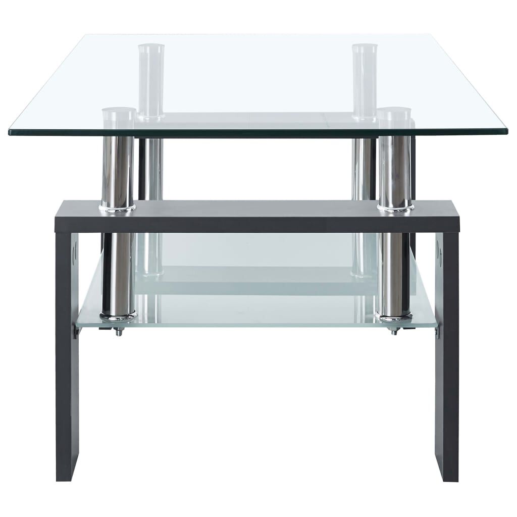 vidaXL Coffee Table Grey and Transparent 95x55x40 cm Tempered Glass