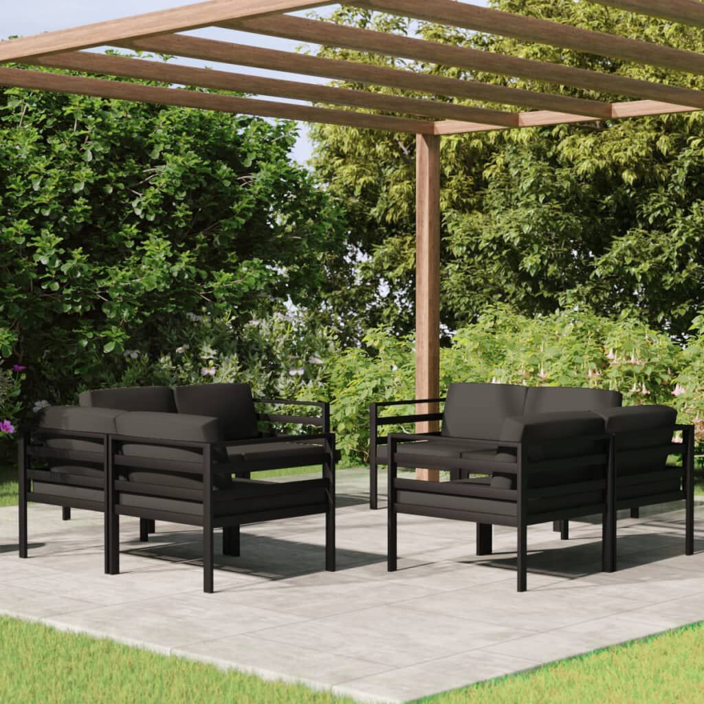vidaXL 8 Piece Garden Lounge Set with Cushions Aluminium Anthracite
