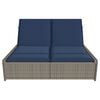 vidaXL Double Sun Lounger with Cushions Grey Poly Rattan