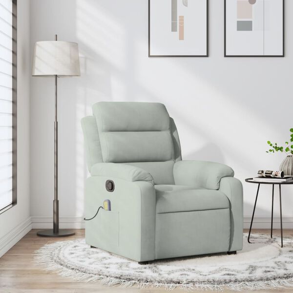 vidaXL Massage Recliner Chair Light Grey Velvet