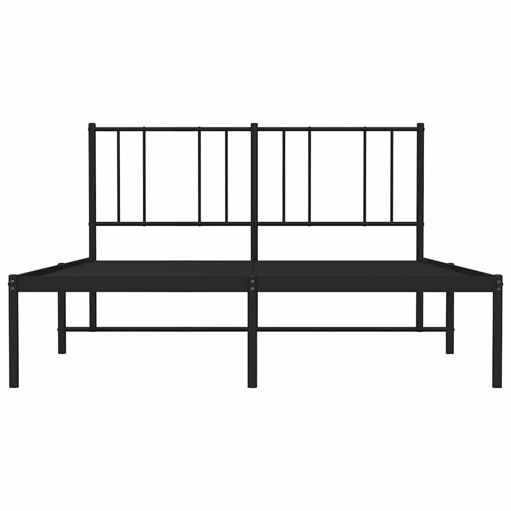 vidaXL Metal Bed Frame without Mattress with Headboard Black 150x200cm