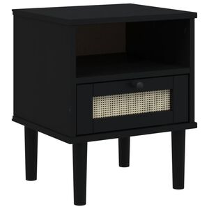 vidaXL Bedside Cabinet SENJA Rattan Look Black 40x35x48 cm Solid Wood Pine