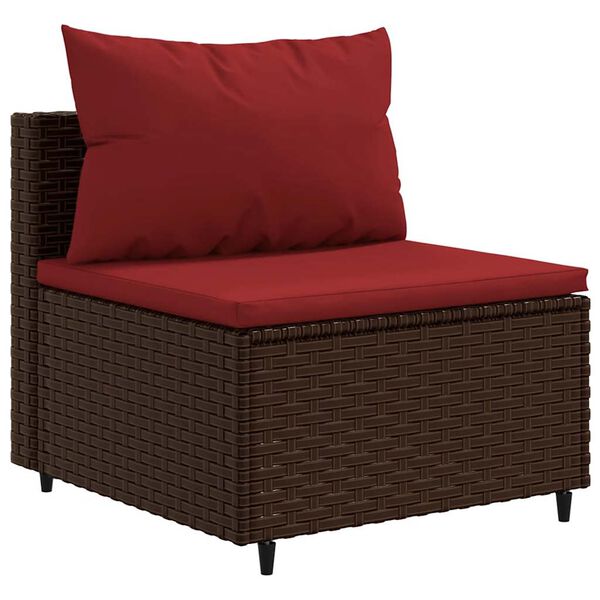 vidaXL 5 Piece Garden Lounge Set with Cushions Brown Poly Rattan