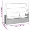 vidaXL 3-Seater Garden Sofa with Roof and Footstool Black Poly Rattan