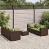 vidaXL 7 Piece Garden Lounge Set with Cushions Brown Poly Rattan