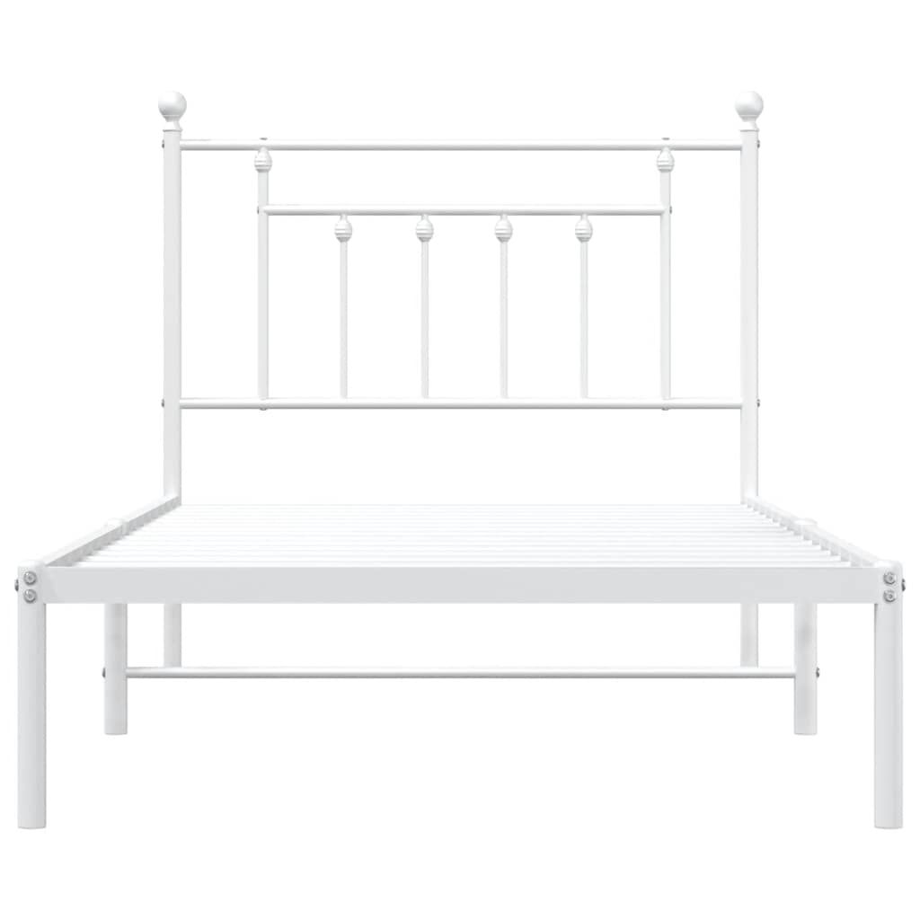 vidaXL Metal Bed Frame without Mattress with Headboard White 100x190cm