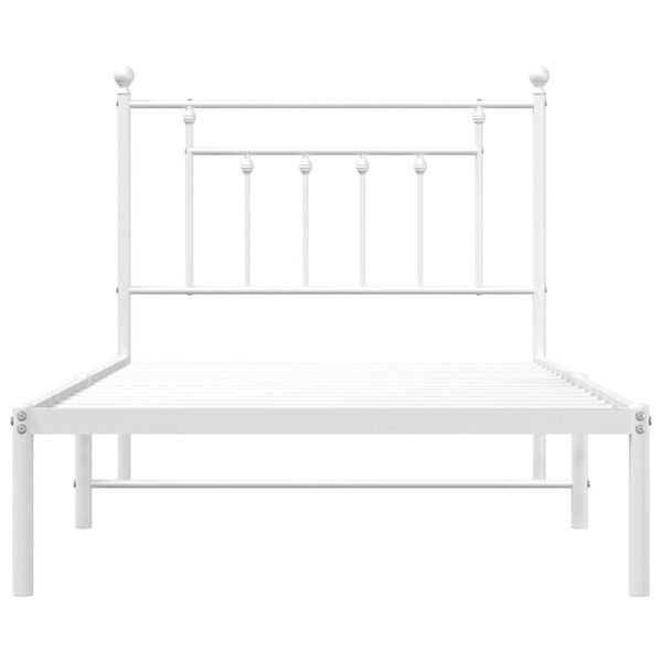 vidaXL Metal Bed Frame without Mattress with Headboard White 100x190cm
