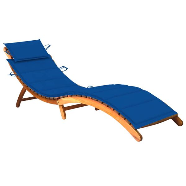 vidaXL Garden Sun Lounger with Cushion Solid Acacia Wood