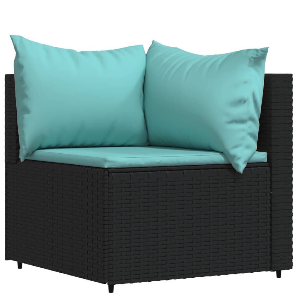 vidaXL 3 Piece Garden Lounge Set with Cushions Black Poly Rattan