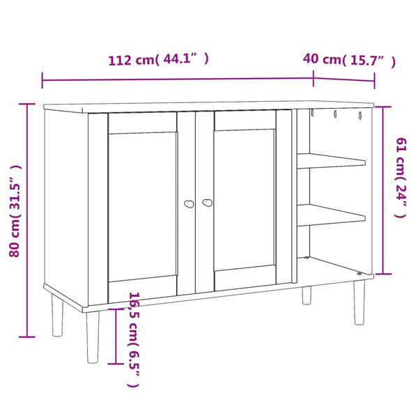 vidaXL Sideboard SENJA Rattan Look Black 112x40x80cm Solid Wood Pine