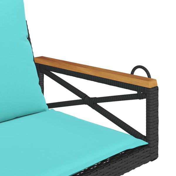 vidaXL Swing Bench with Cushions Black 63x62x40 cm Poly Rattan
